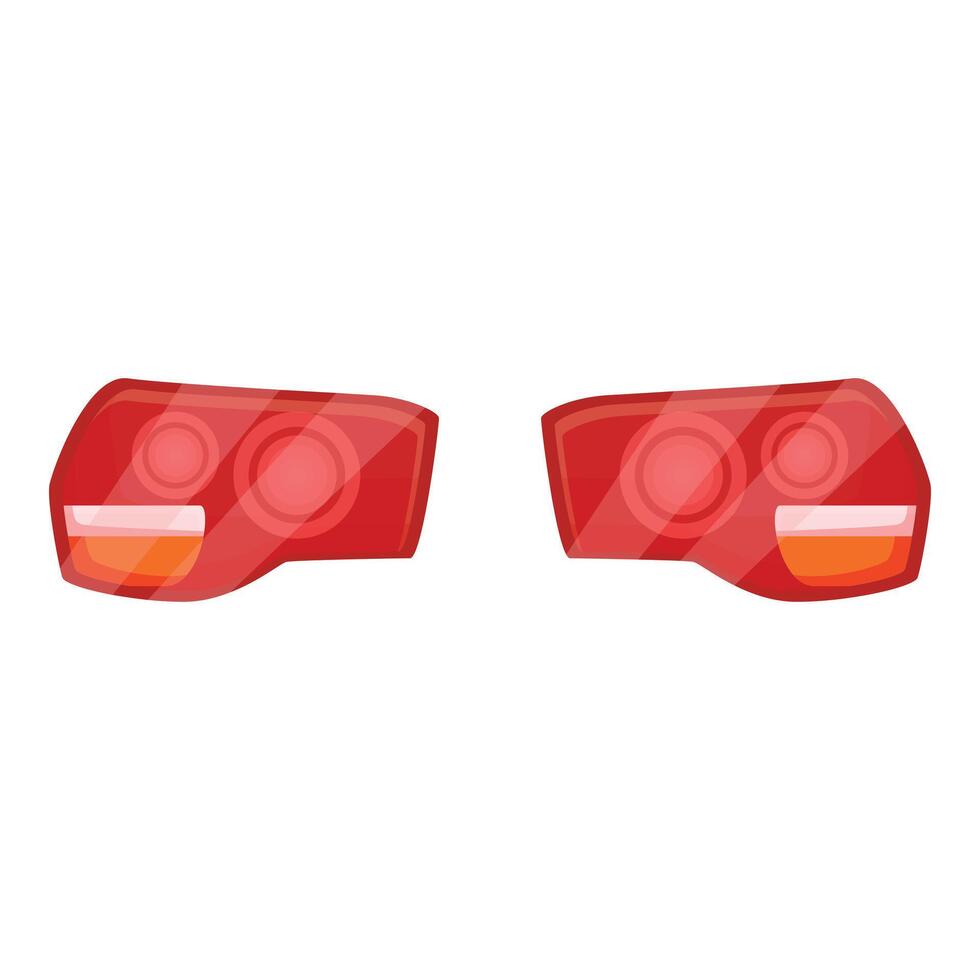 Pair of modern car rear lights shining red light vector