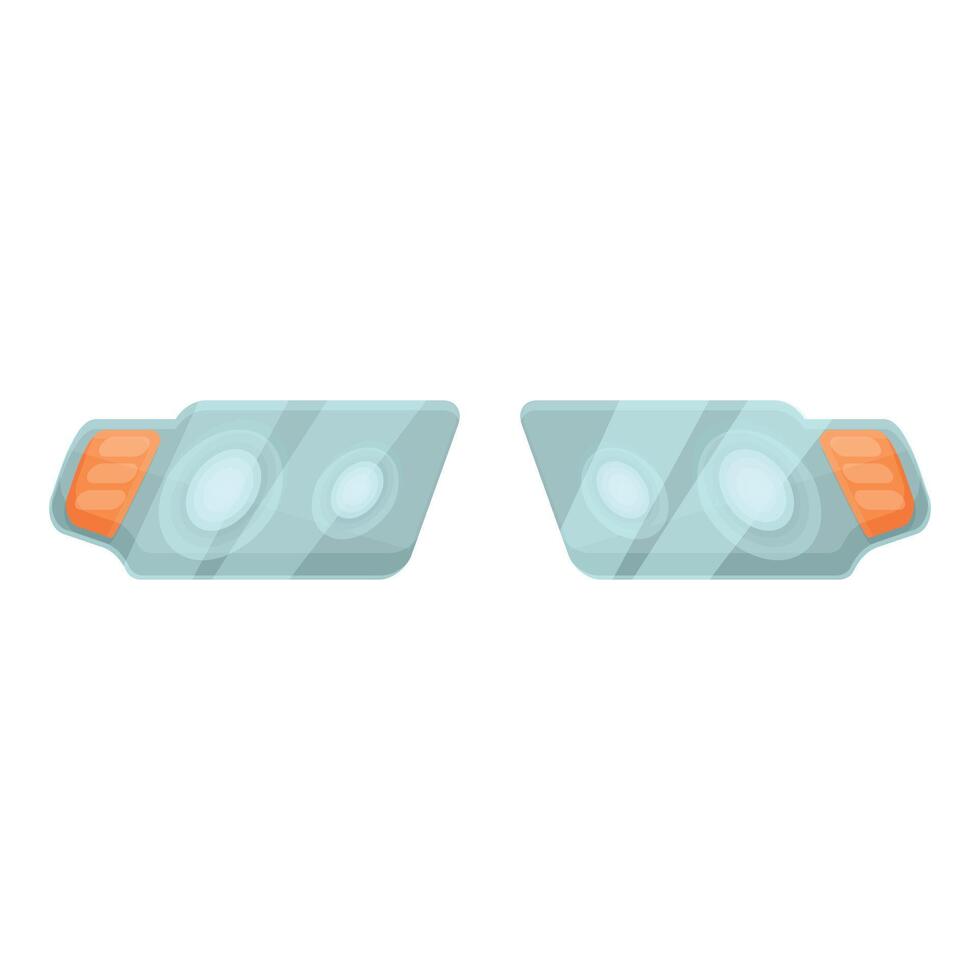 Pair of modern car headlights illuminating the road vector