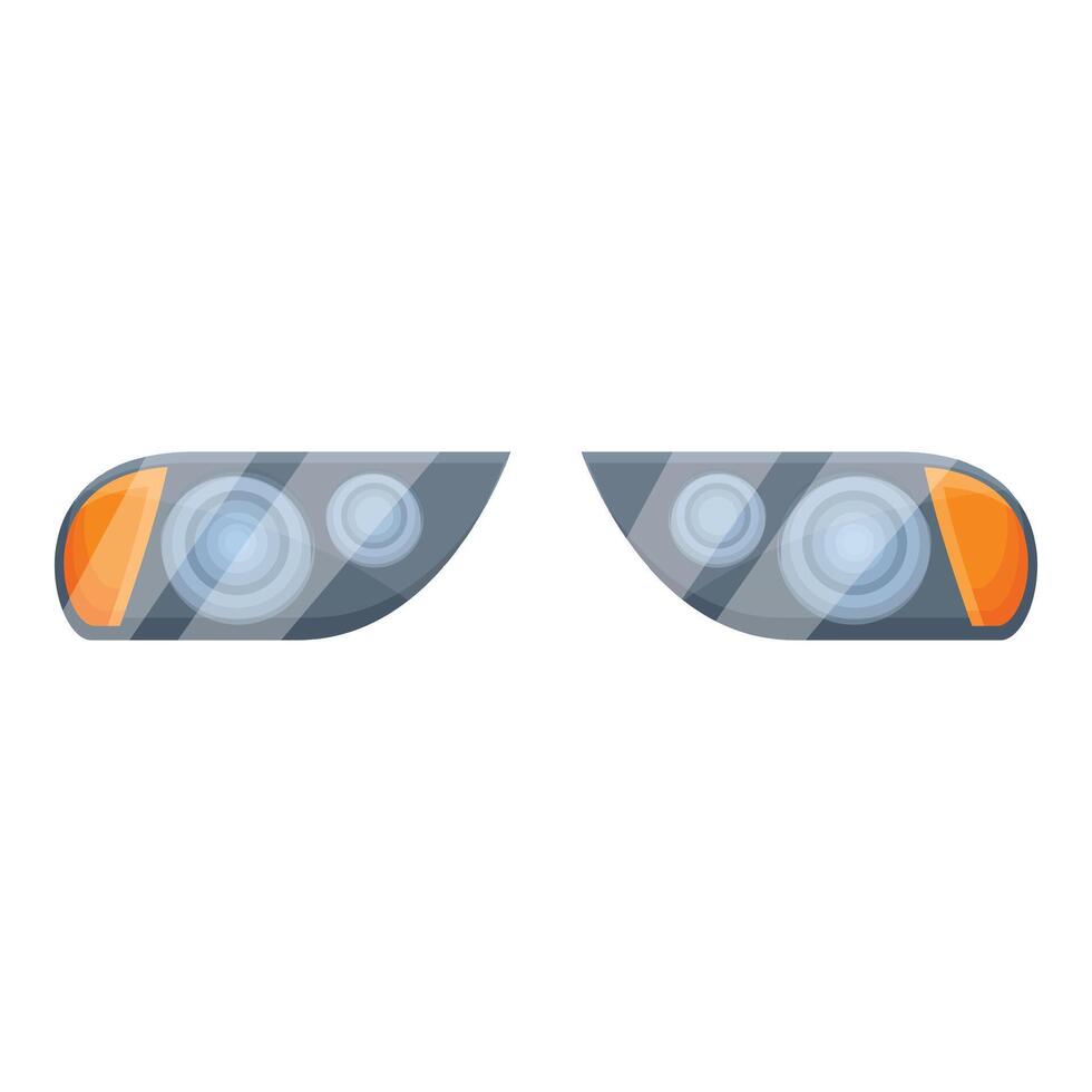 Pair of modern car headlights shining through the dark vector