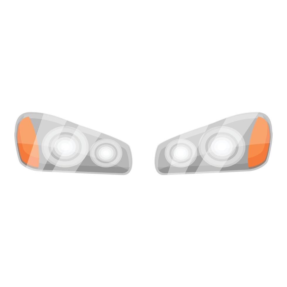 Two car headlights are shining in the dark vector