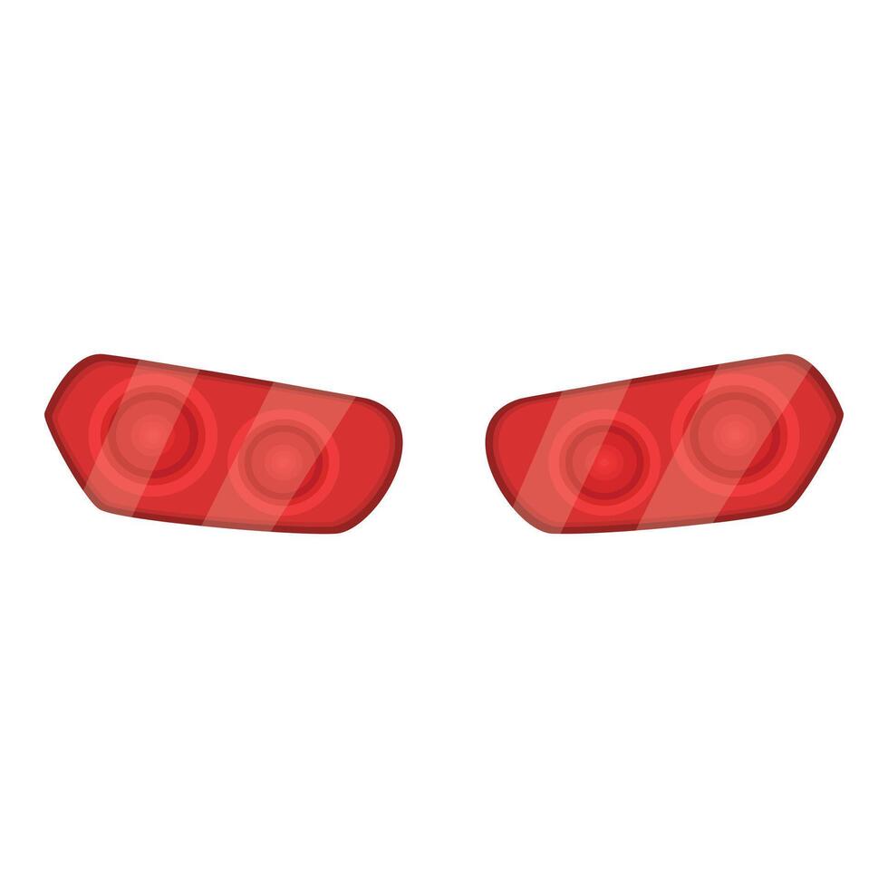 Pair of realistic red car tail lights shining brightly vector