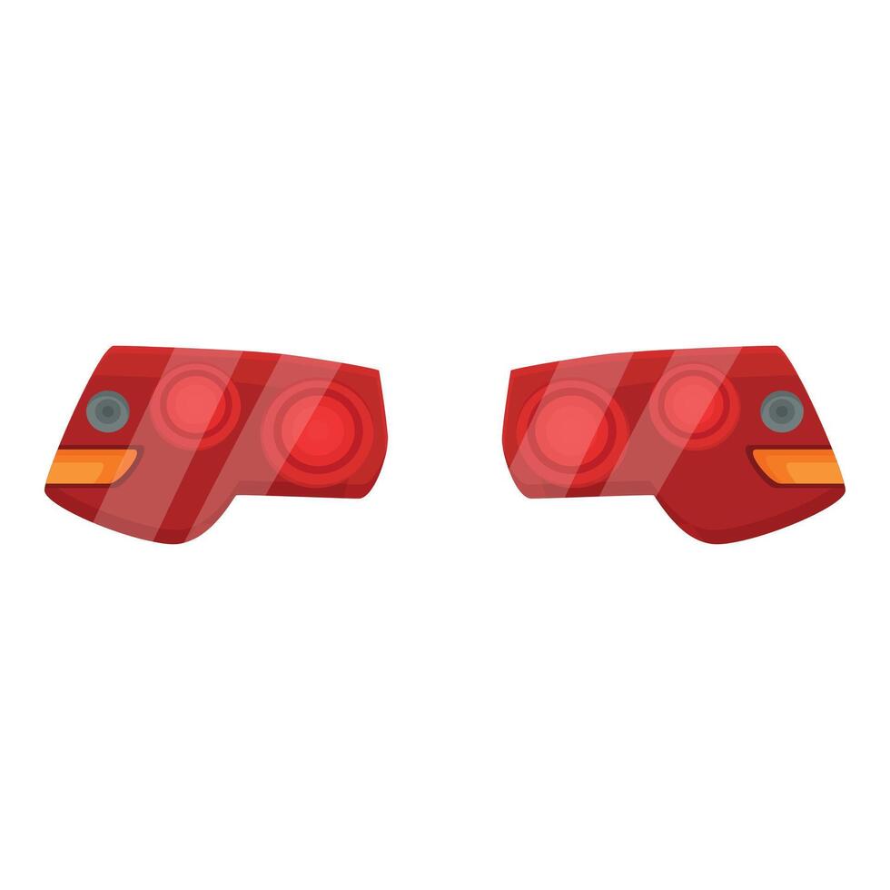 Pair of modern car rear lights shining red light vector