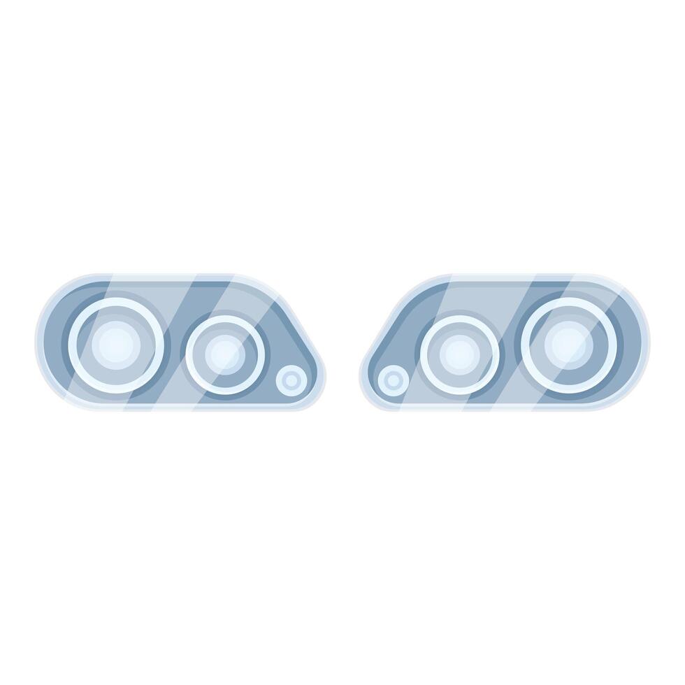 Modern car headlights shining brightly illuminating the road ahead vector