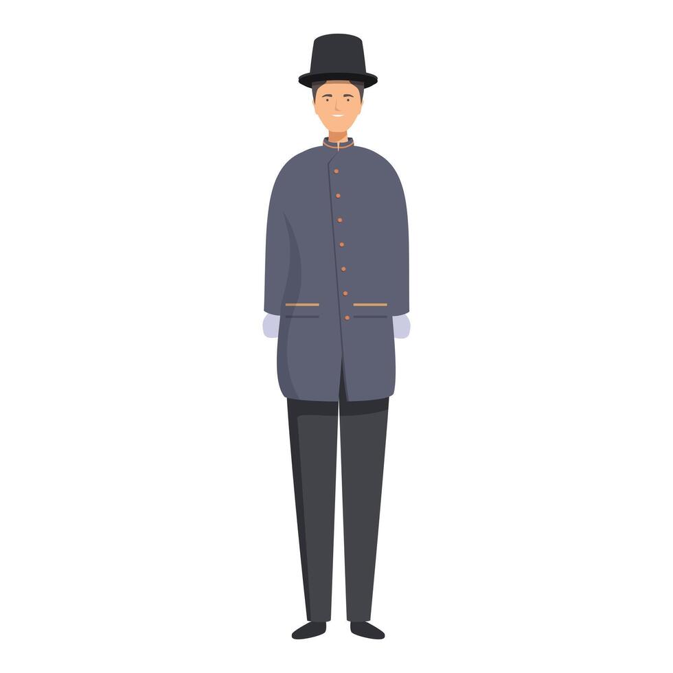 Friendly hotel porter is smiling while wearing his uniform vector