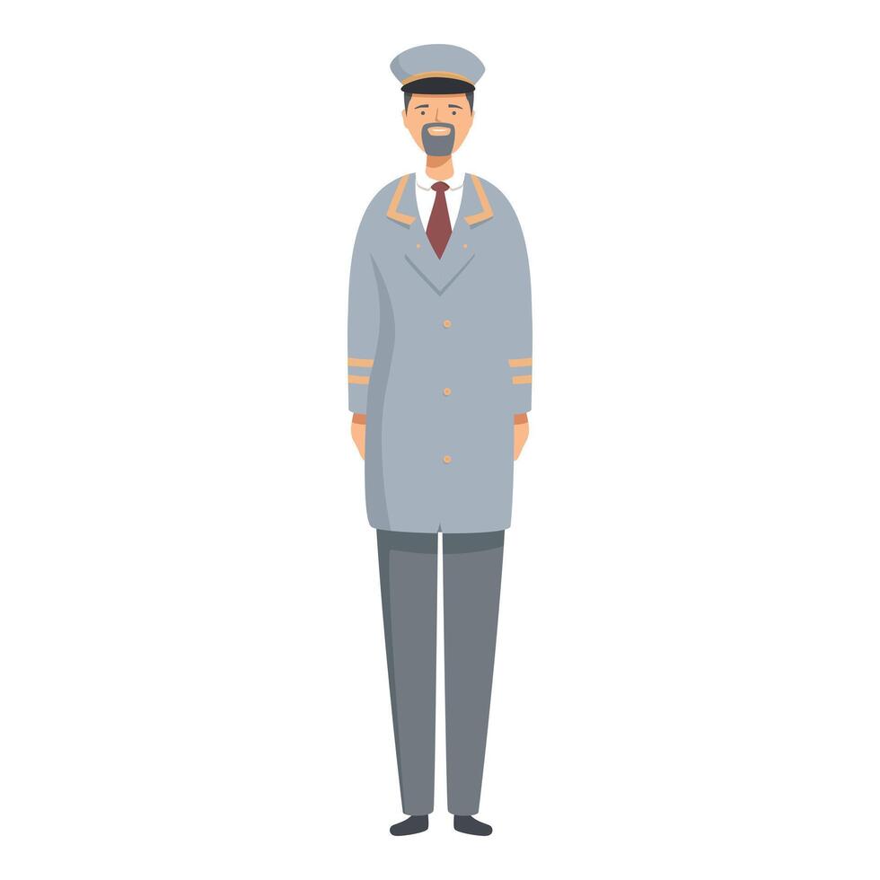 Friendly doorman smiling while standing at attention vector