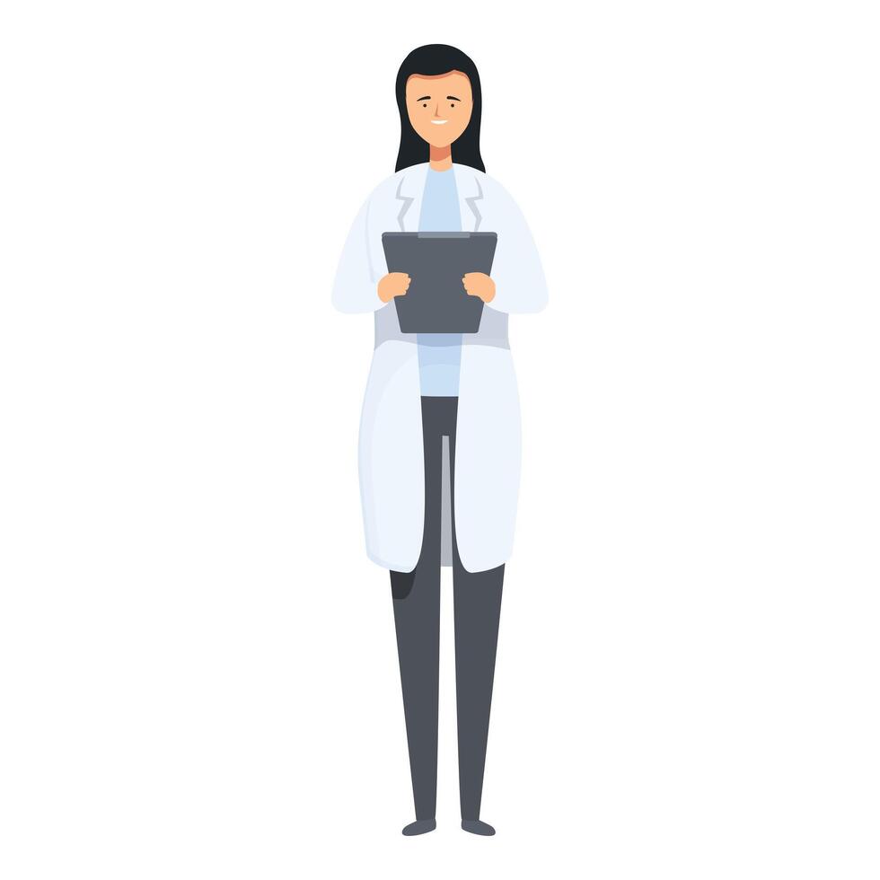 Friendly doctor is holding a digital tablet and smiling vector