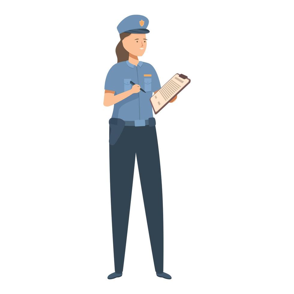 Police officer is writing on a clipboard while standing vector