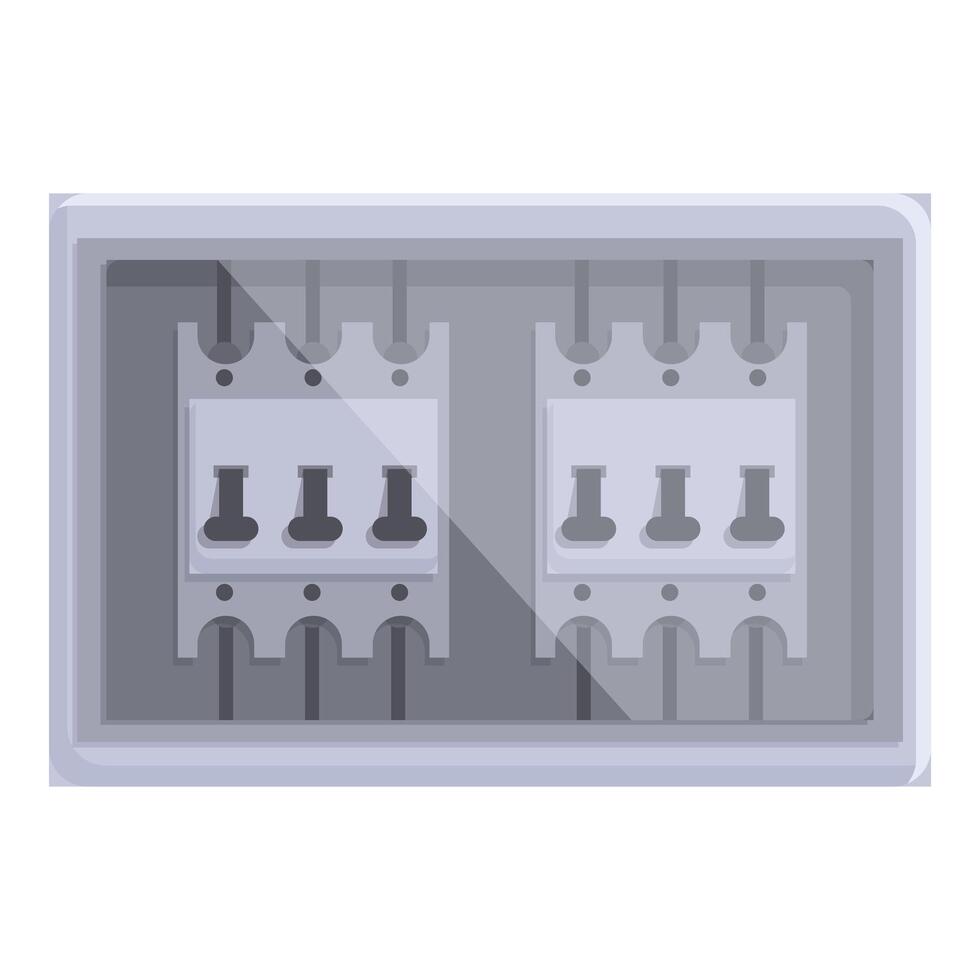 Electric panel with circuit breakers controlling power supply in a residential building vector