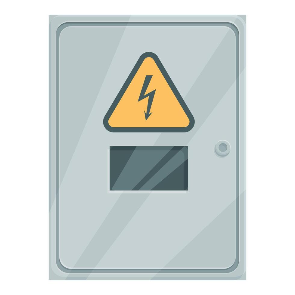 Grey metallic electrical panel with high voltage sign on a wall vector