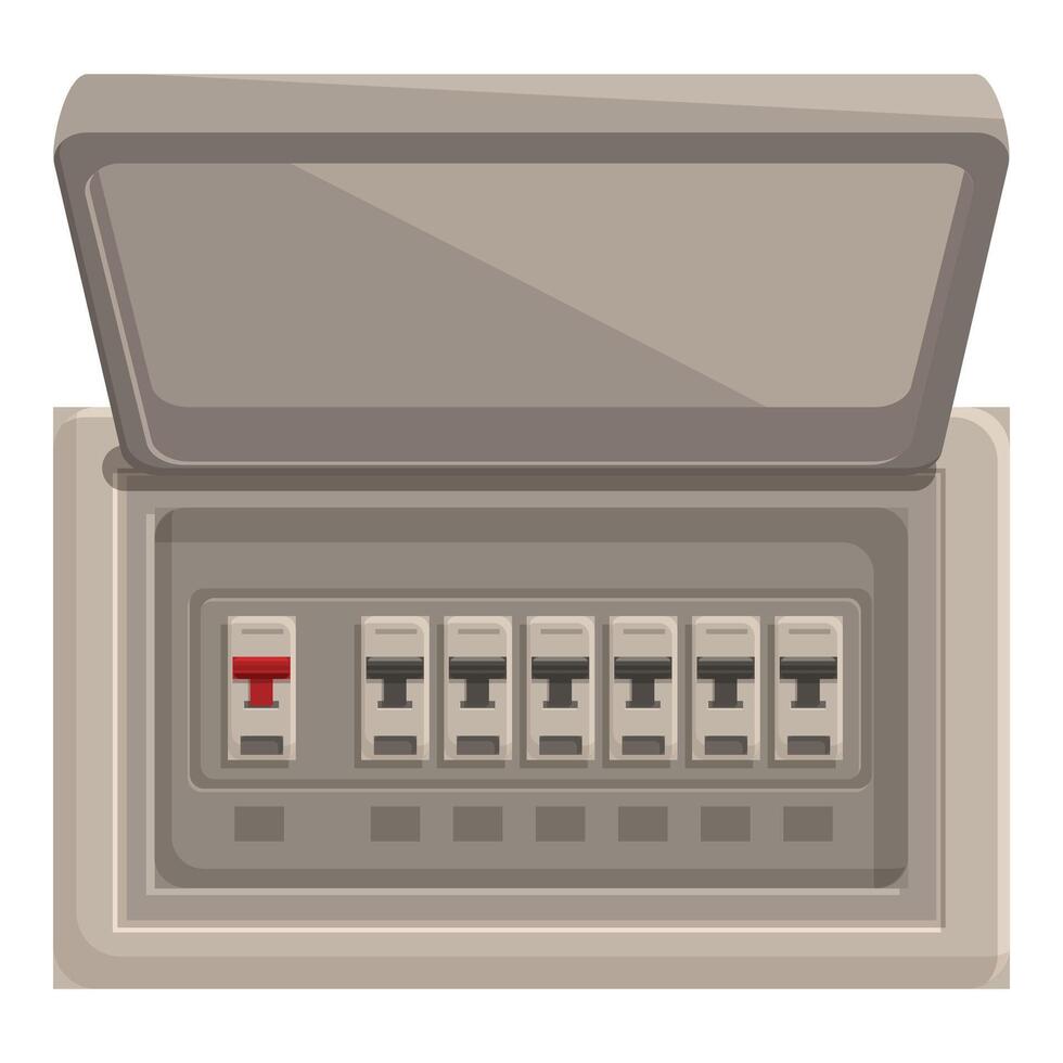Electrician changing fuse in fusebox with open cover for maintenance vector