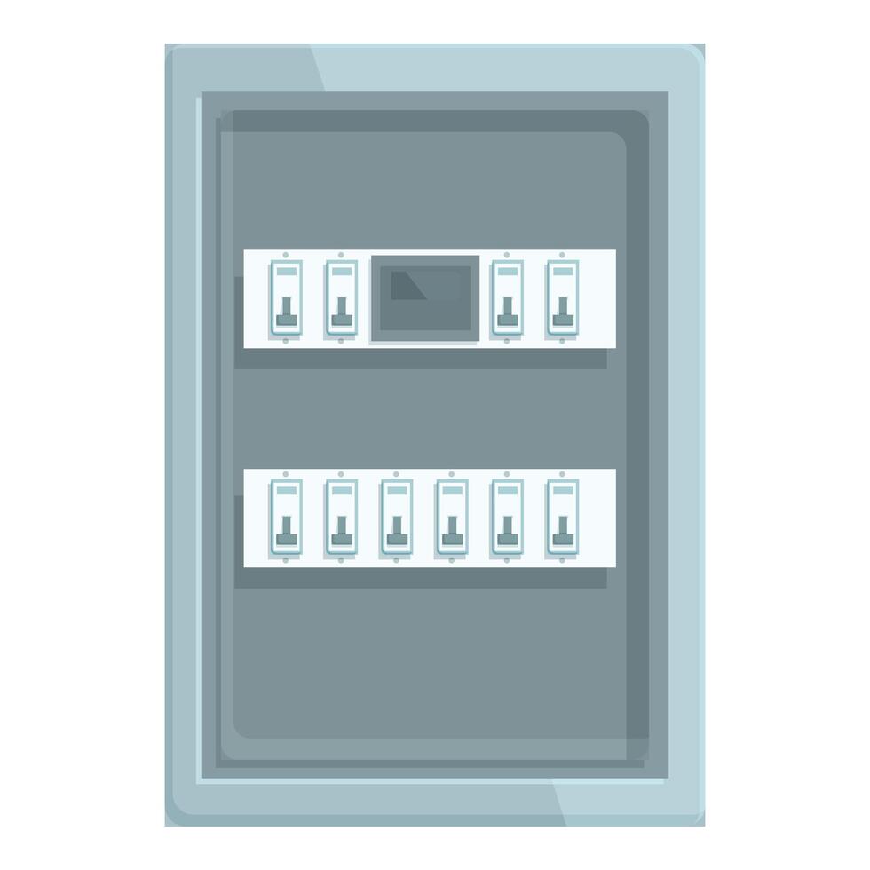 Electrical panel with circuit breakers controlling power supply in building vector