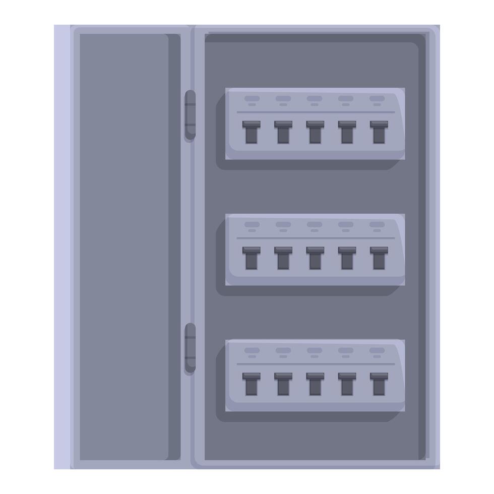 Electrical switchboard with circuit breakers controlling power supply in industrial building vector