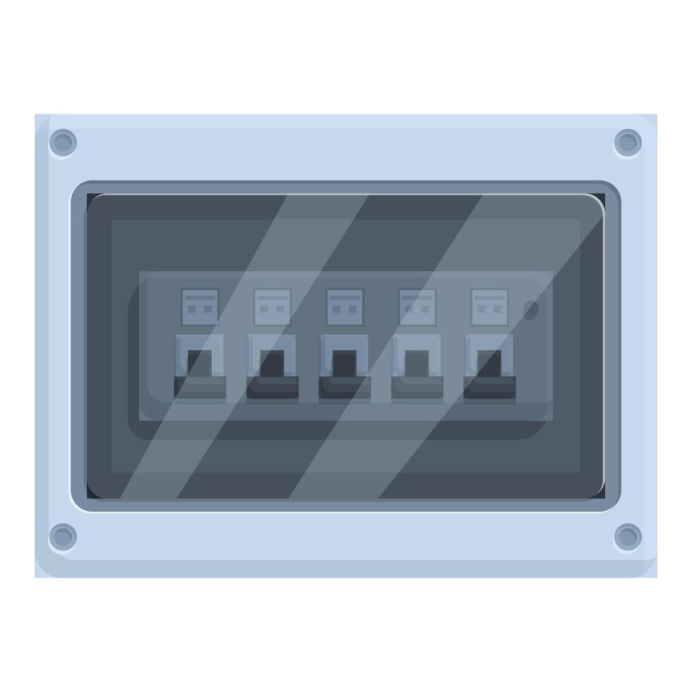 Electric panel with six switches protecting electrical circuits vector