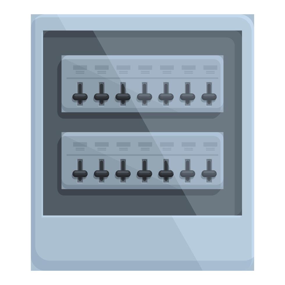 Modern electric fuse box controlling power supply with safety switches vector