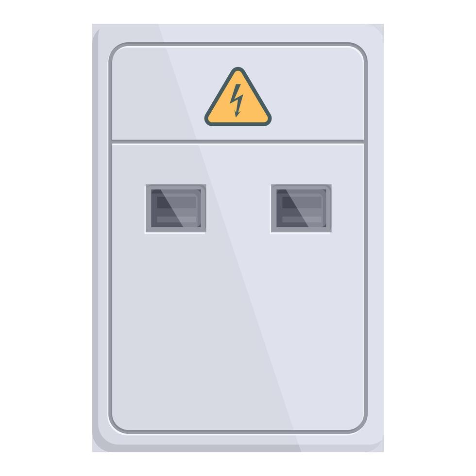 Grey electrical panel with two windows and high voltage sign showing potential danger vector