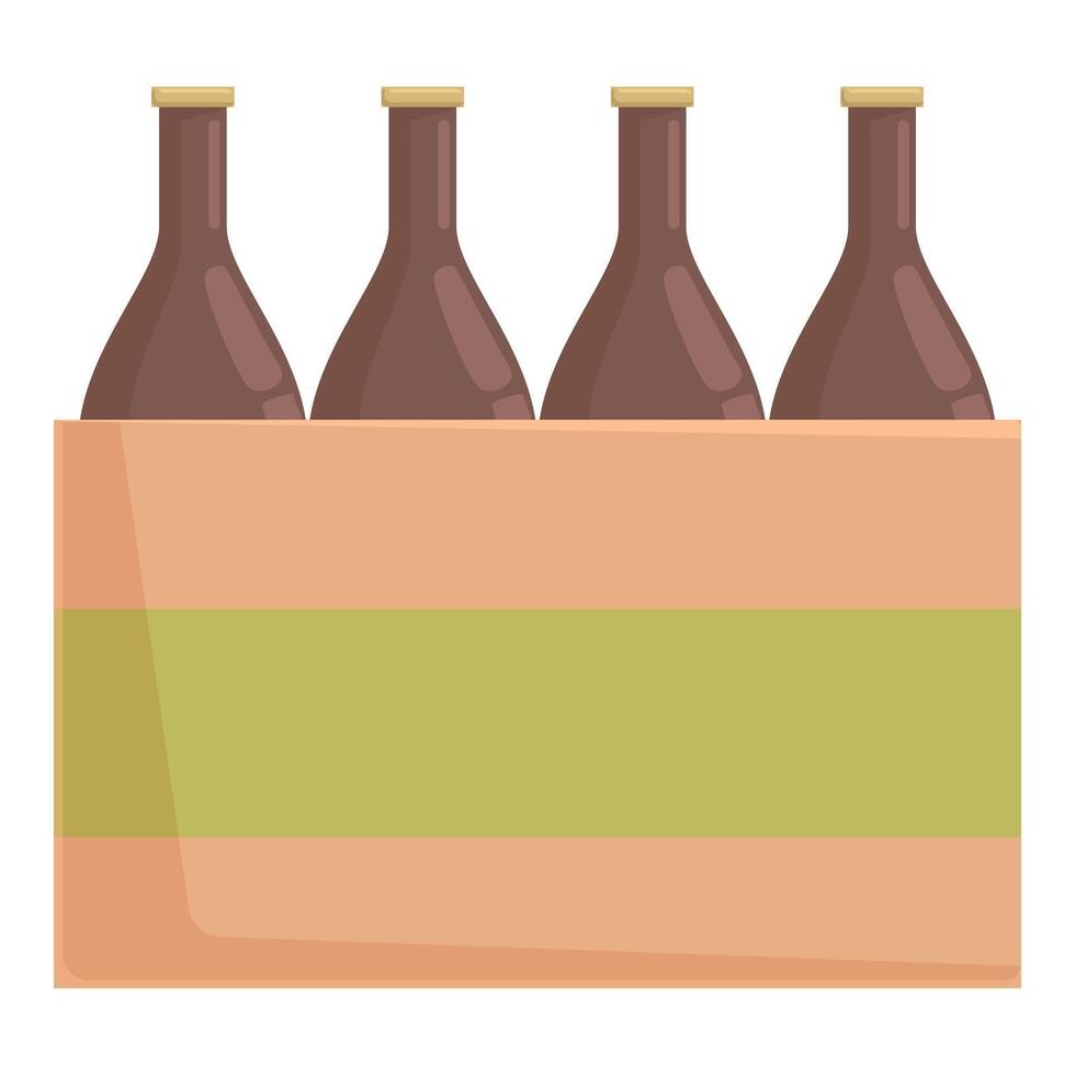 Cardboard box containing four beer bottles for delivery service vector