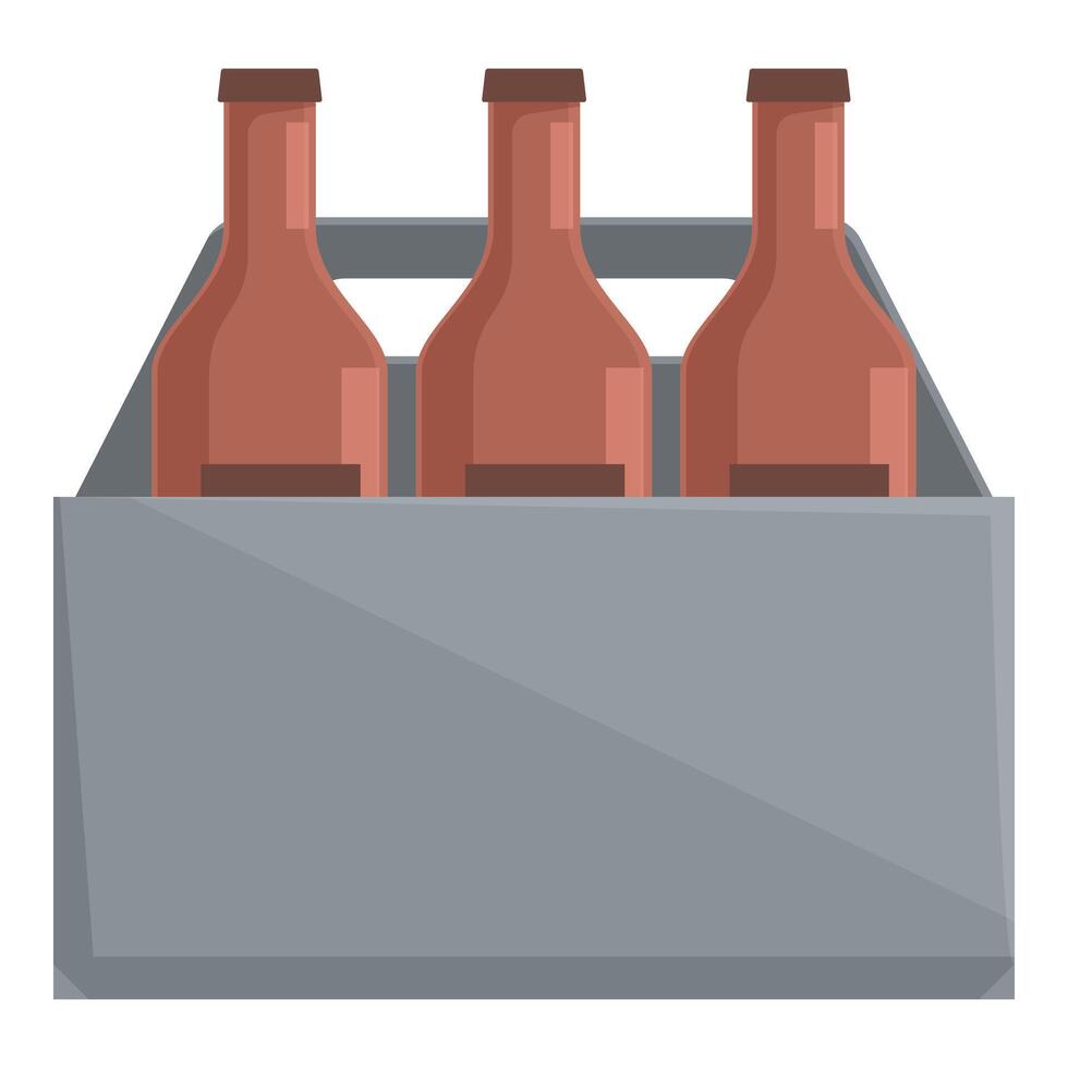 Three beer bottles standing in a cardboard six pack package vector
