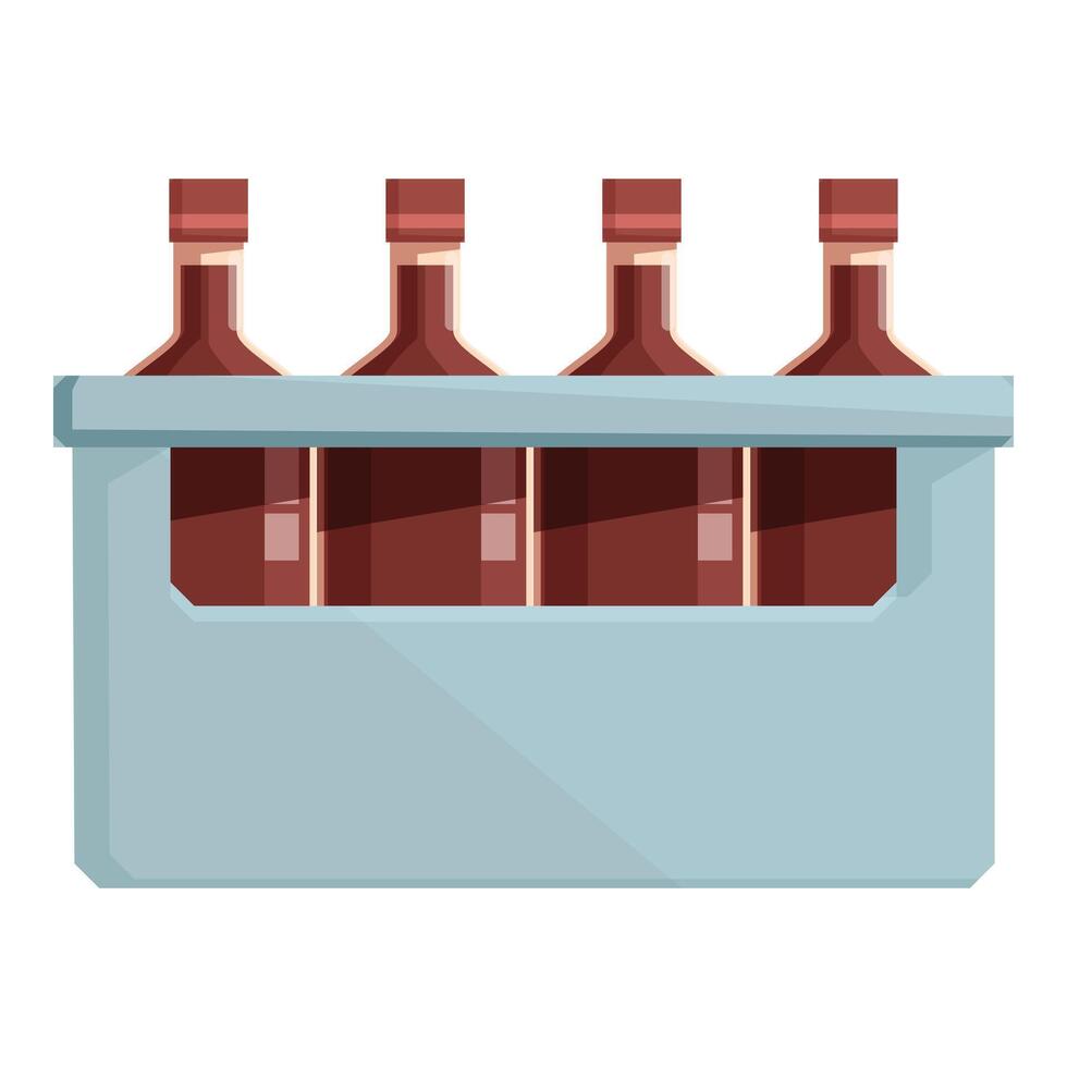 Cardboard box holding four bottles of wine for delivery vector