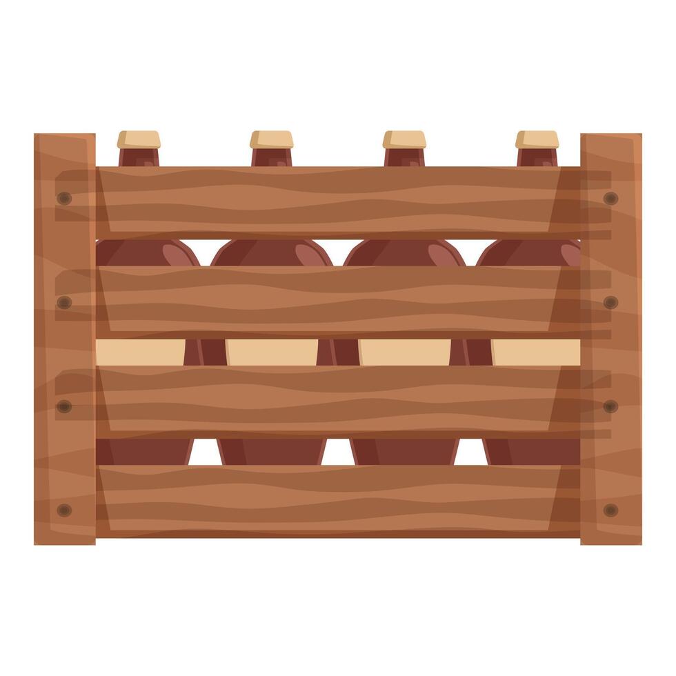 Wooden beer crate holding six bottles with white background vector