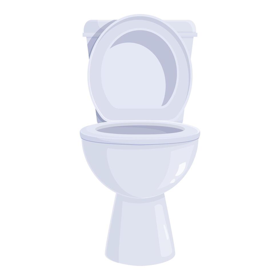 White ceramic toilet bowl with open lid standing on white background vector