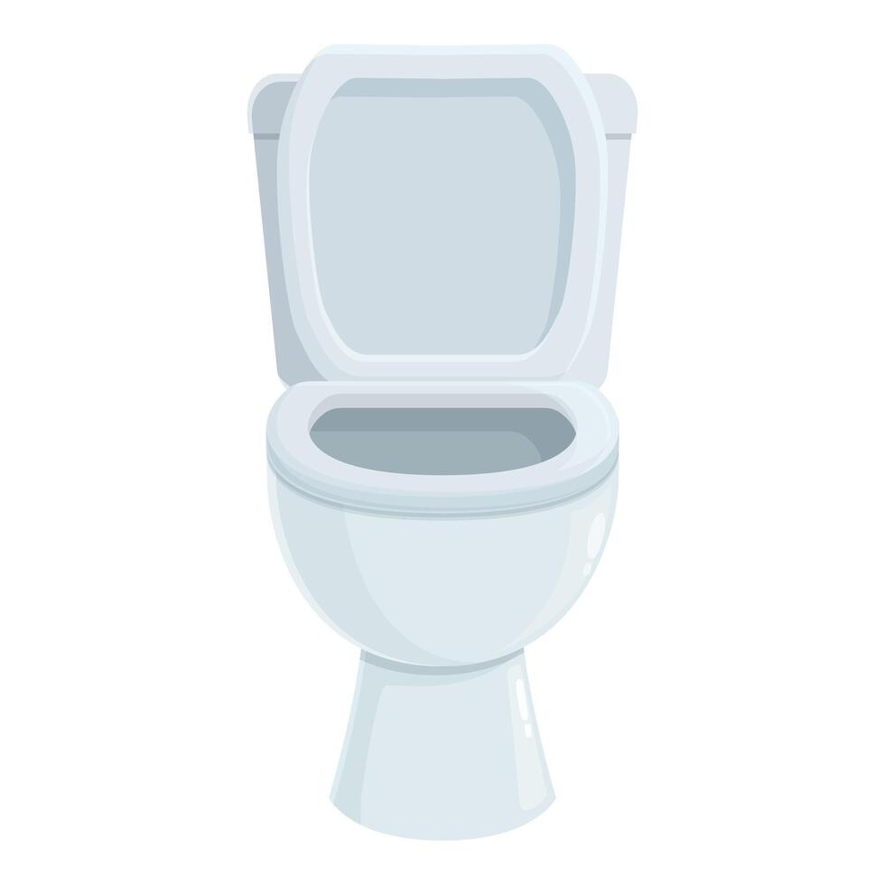 White toilet bowl standing on pedestal base with open lid and seat in bathroom or washroom vector