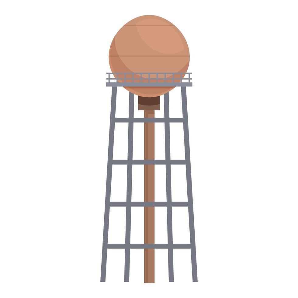 Tall water tower providing water to a small town on white background vector