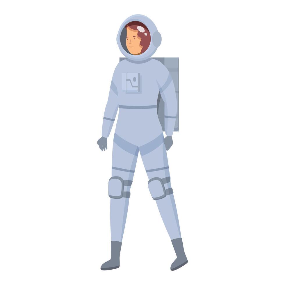 Young female astronaut wearing spacesuit walking exploring space mission vector