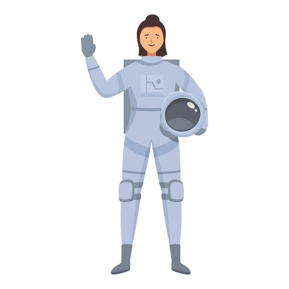 Smiling astronaut is waving, ready for a new mission vector