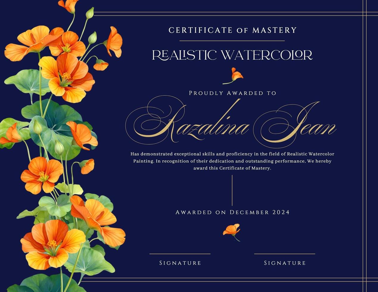 Certificate of Mastery in Realistic Painting template