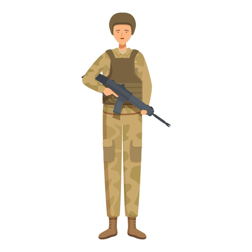 Military woman in uniform holding a rifle, concept illustration vector