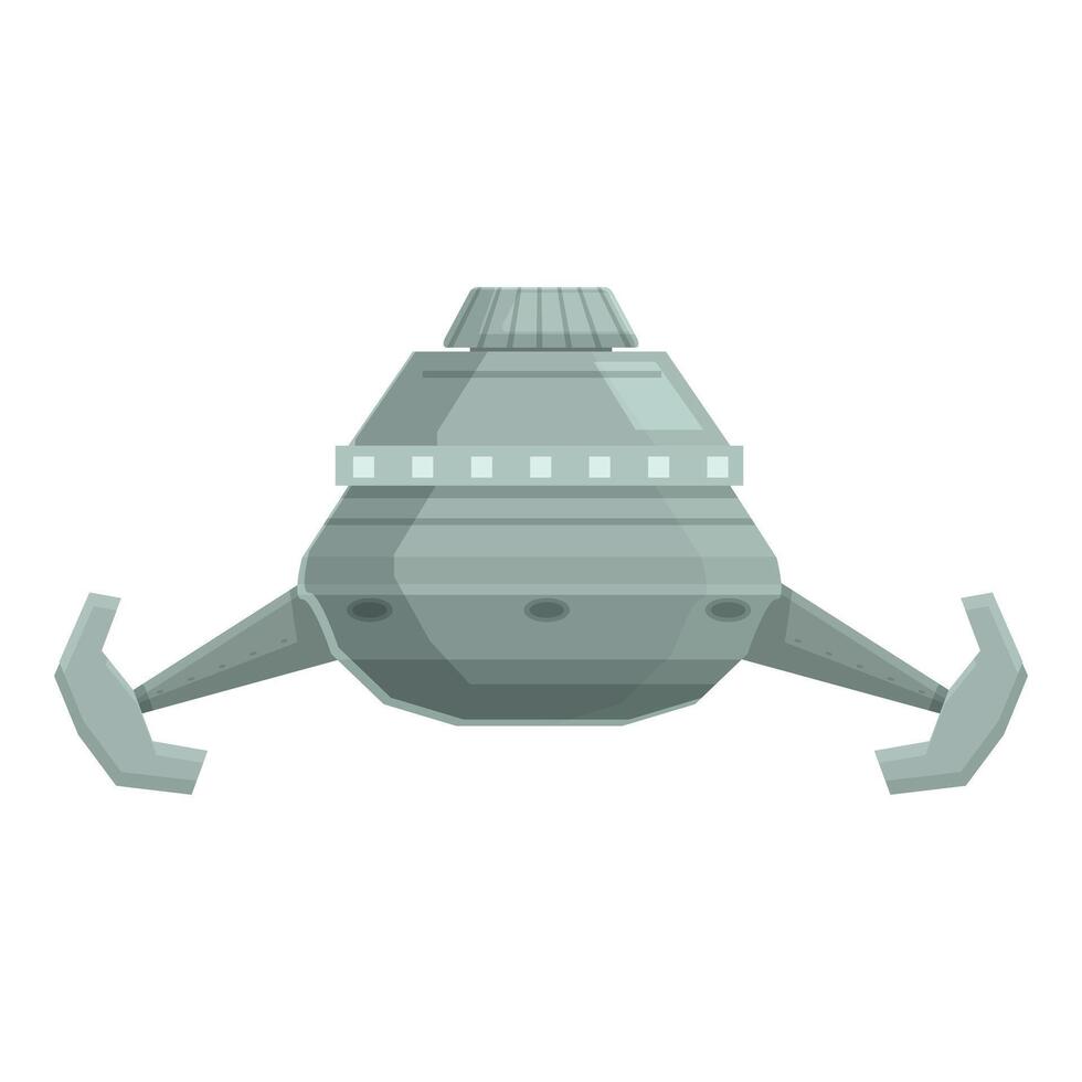Retro alien spaceship floating with four legs extended vector