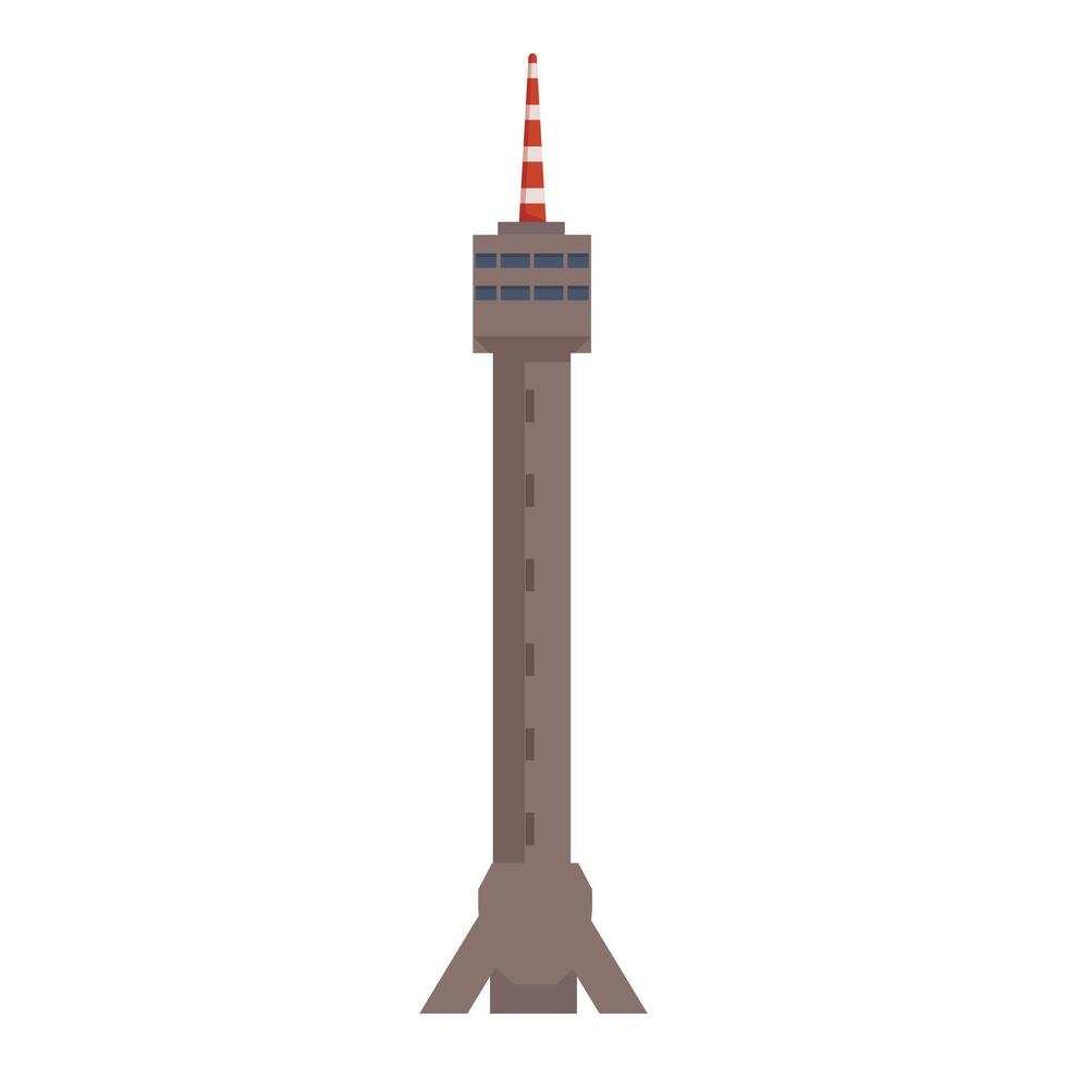 Tall radio tower standing high for broadcasting and telecommunication coverage vector