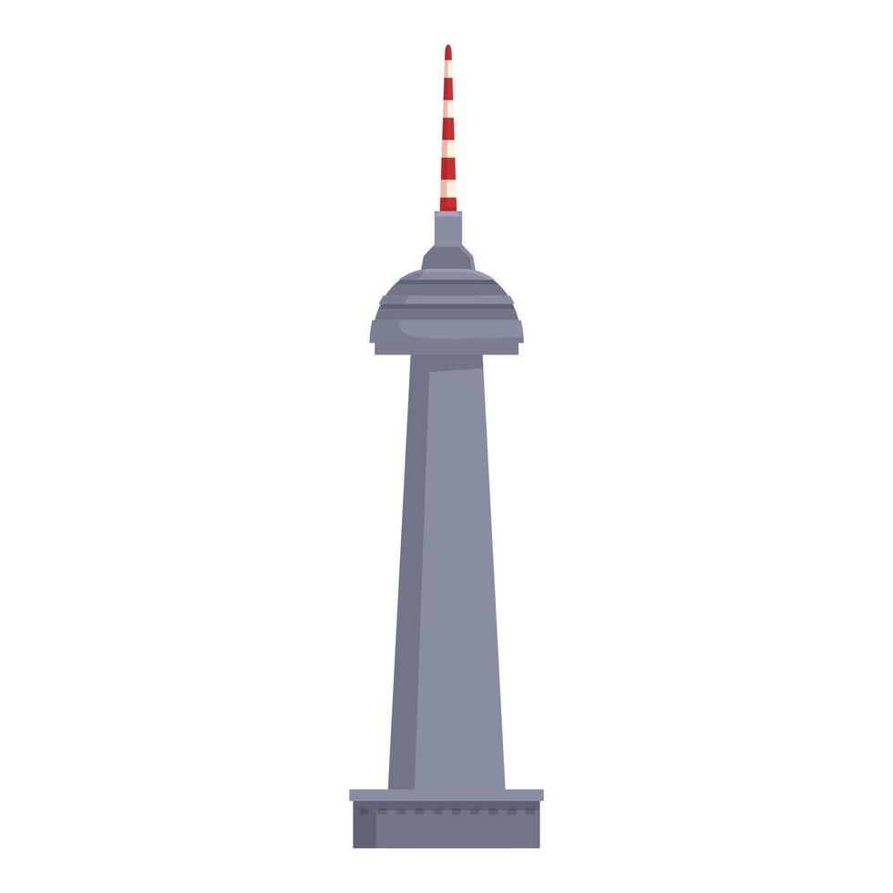 Tall telecommunication tower standing with red and white antenna vector