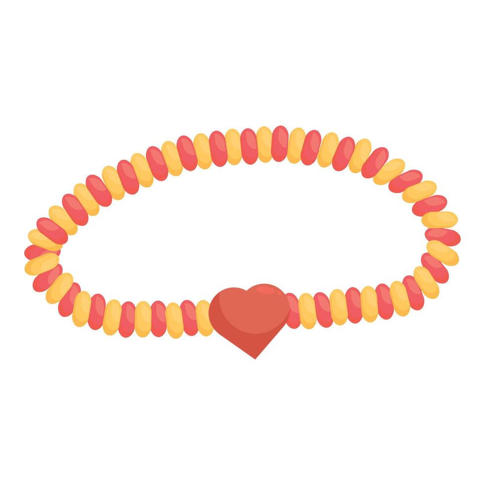 Red and yellow beads forming bracelet with heart shape for valentine's day gift vector