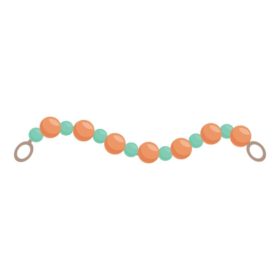 Brown and green beaded necklace hanging on white background vector