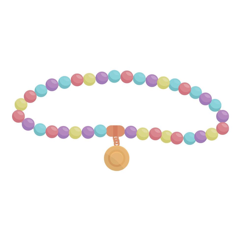Colorful beaded bracelet with a gold medallion hanging, symbolizing achievement and style vector