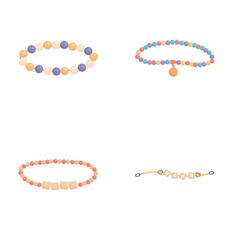 Set of elegant beaded bracelets and jewelry design vector