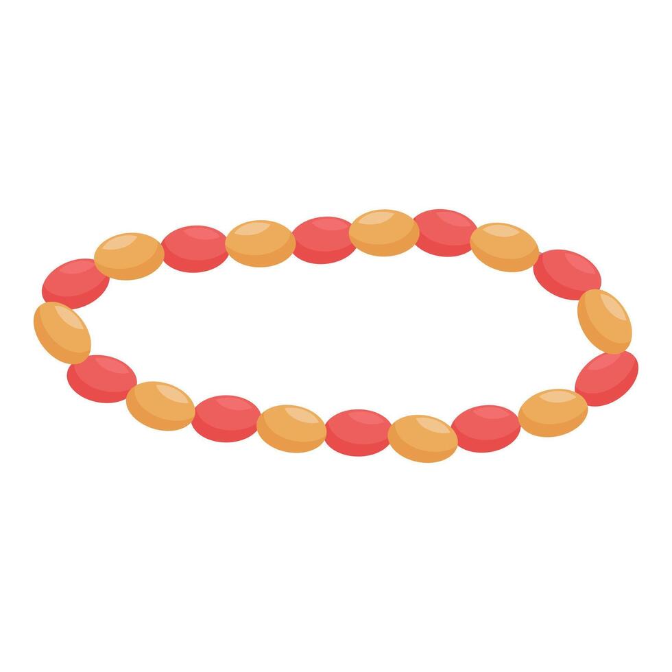 Red and gold beads forming a circle on white background vector