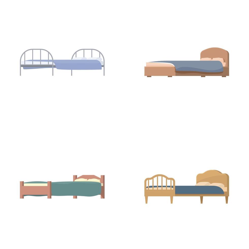 Collection of cartoon beds isolated on white background vector