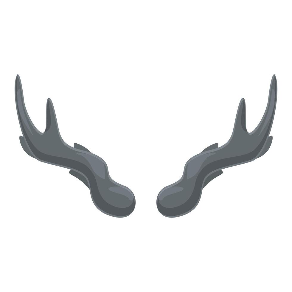 Gray moose antlers pointing up with three tines each representing wildlife vector