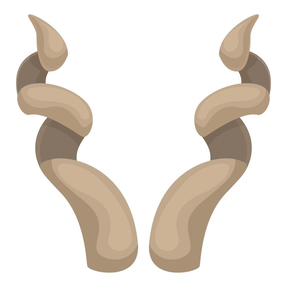 Pair of large beige spiral animal horns pointing upwards vector
