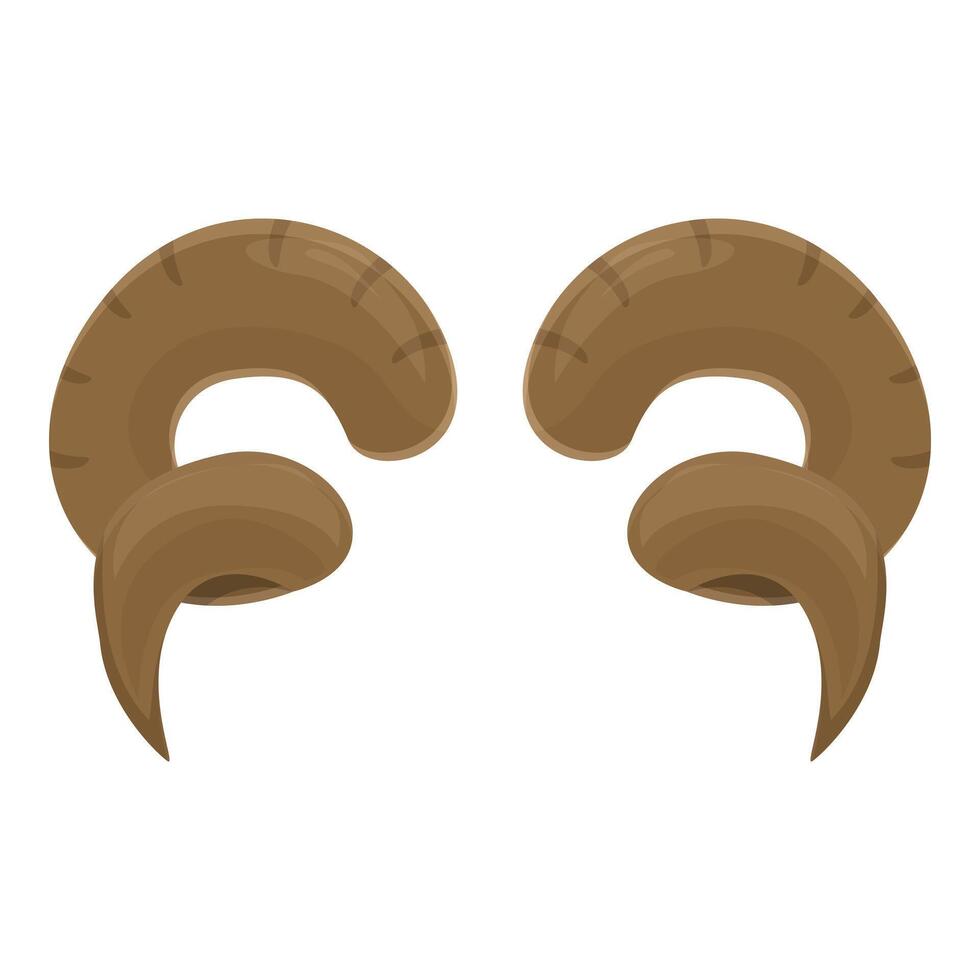 Two brown ram horns forming a symmetrical composition on white background vector