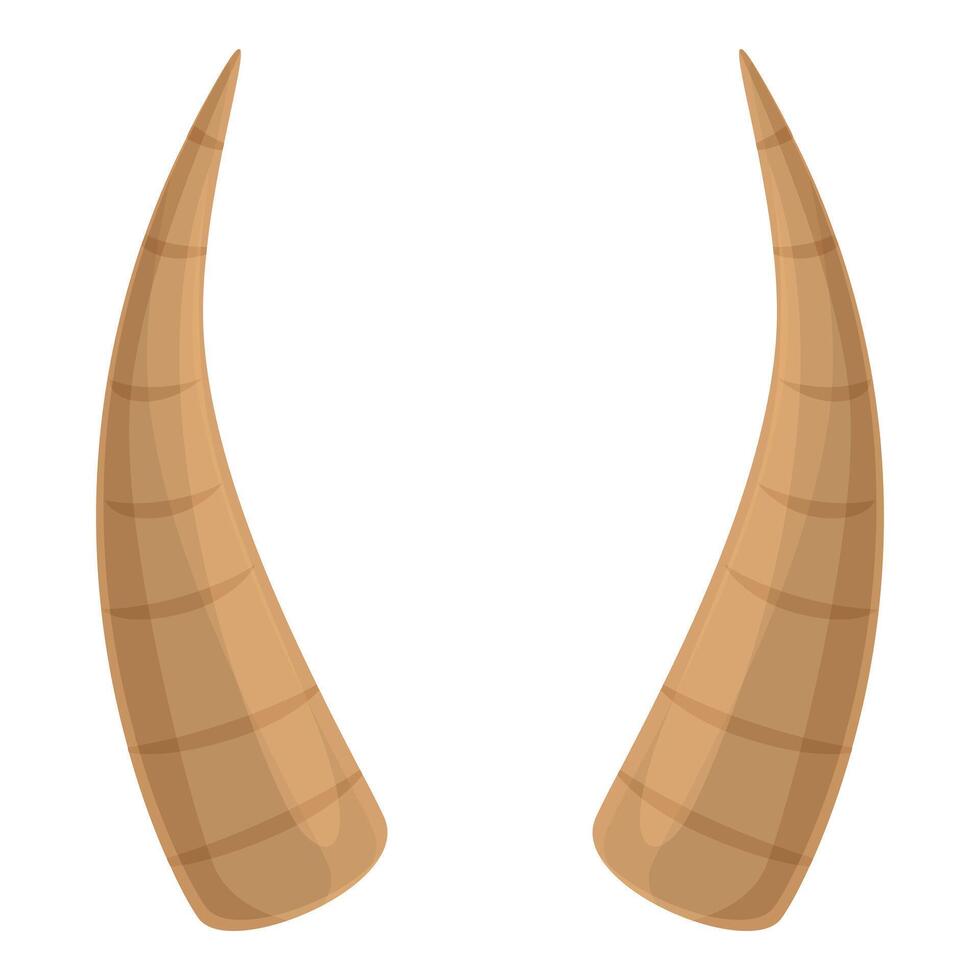 Pair of brown animal horns pointing upwards vector