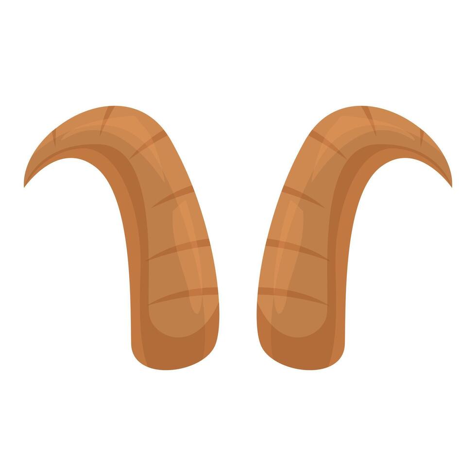 Pair of large brown ram horns pointing upwards vector