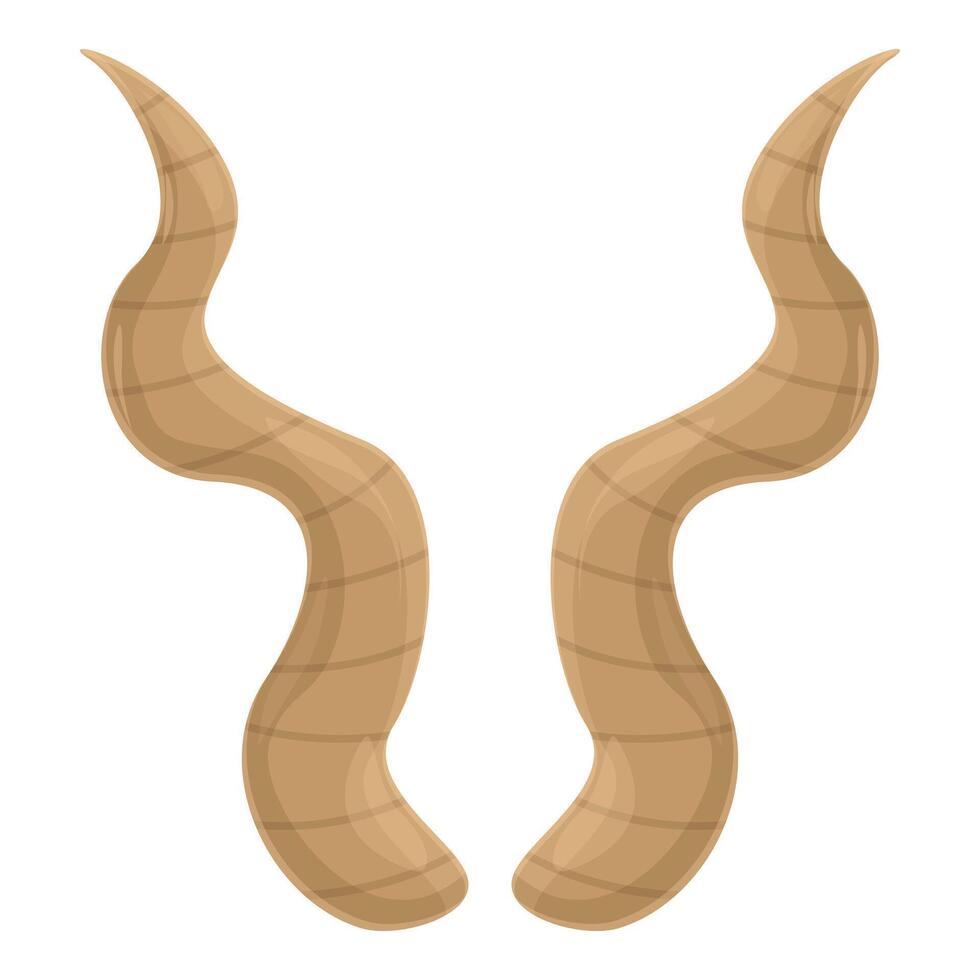 Pair of large brown antelope horns pointing upwards vector