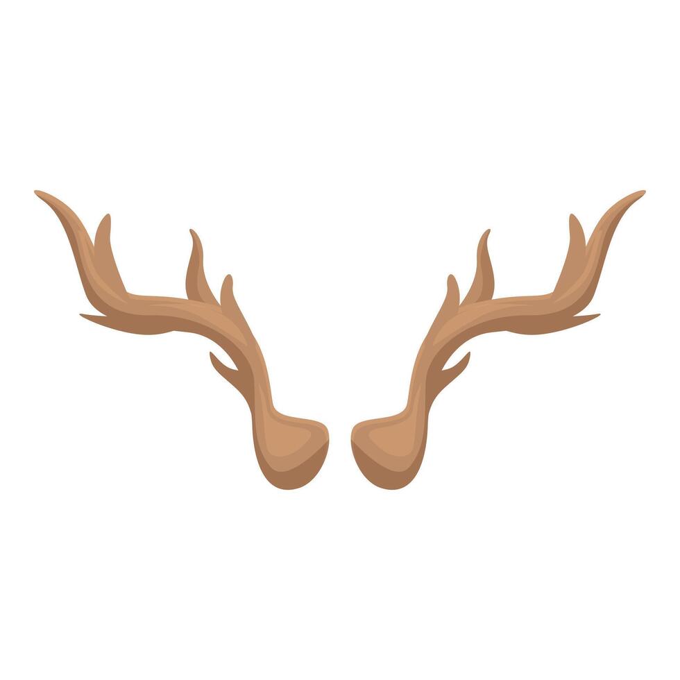 Pair of brown deer antlers spreading on white background vector