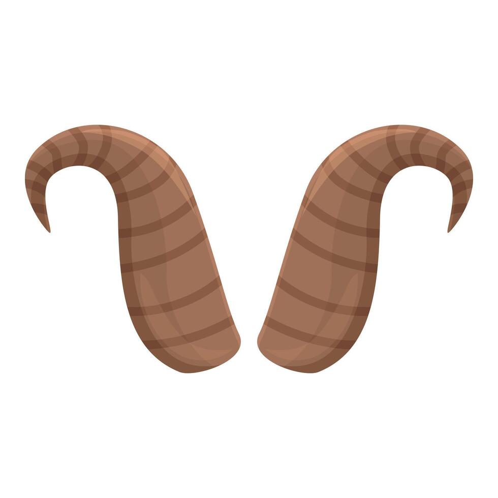Pair of brown striped animal horns pointing upwards vector