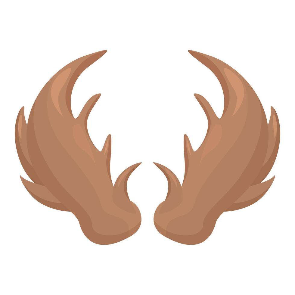 Pair of large brown moose antlers pointing upwards for hunting lodge decoration vector
