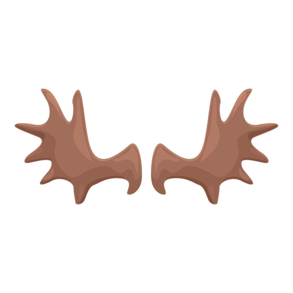 Pair of large brown moose antlers pointing in opposite directions vector