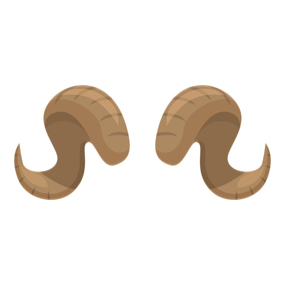 Pair of brown ram horns pointing upwards representing strength and power vector